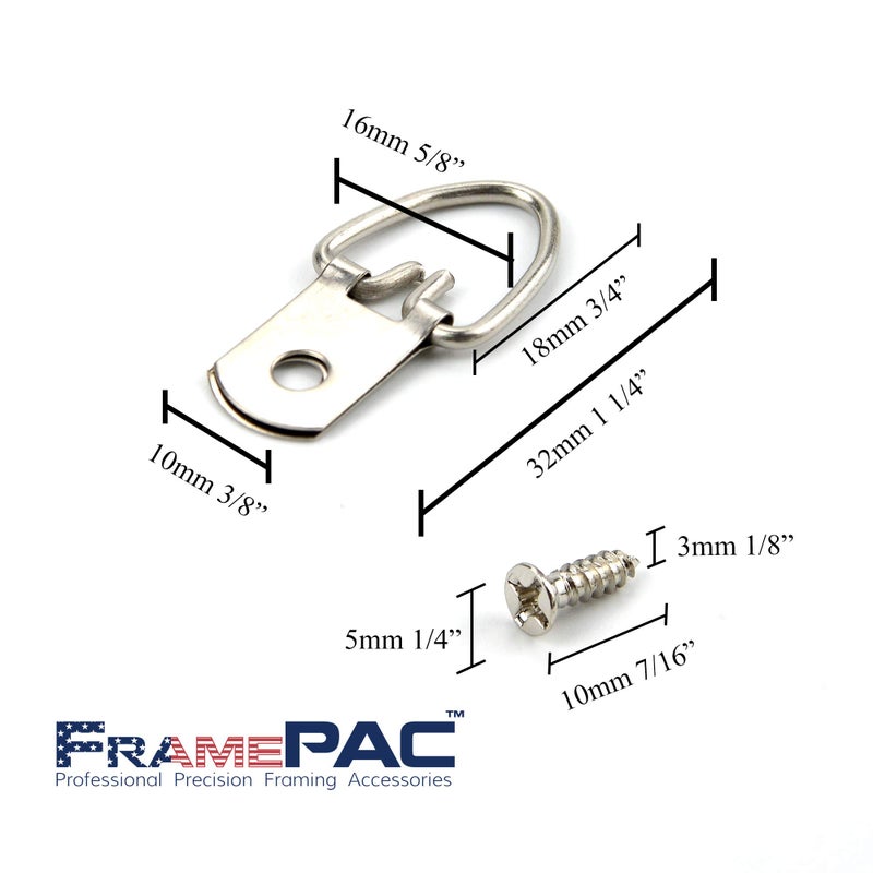 FramePac D Ring Picture Hangers with Screws - 100 Pack - Bulk D Rings - Pro Quality Hangers - Picture Hanging Solutions - Image 4